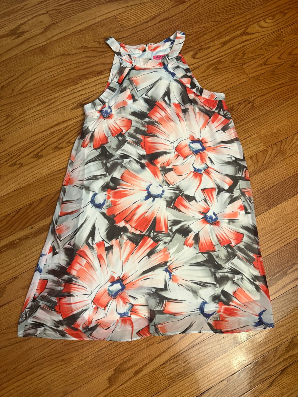 High neck printed shift dress